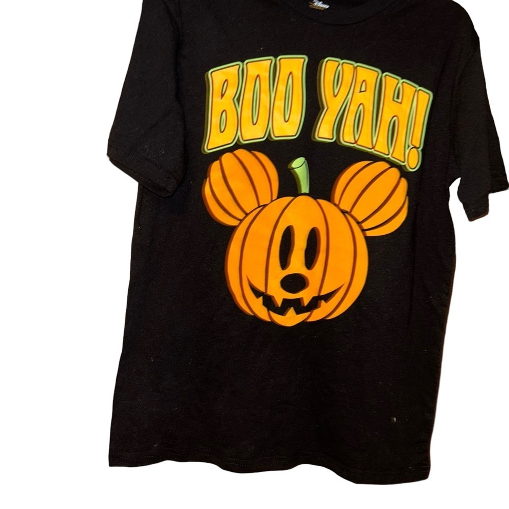 New Disney Mickey Halloween pumpkin head boo yah Tshirt adult small
